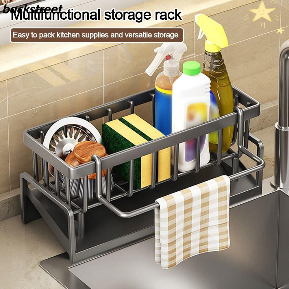 Backstage Self-driing Sink Shelf, ABS Rag Organizer Kitchen Storage ...