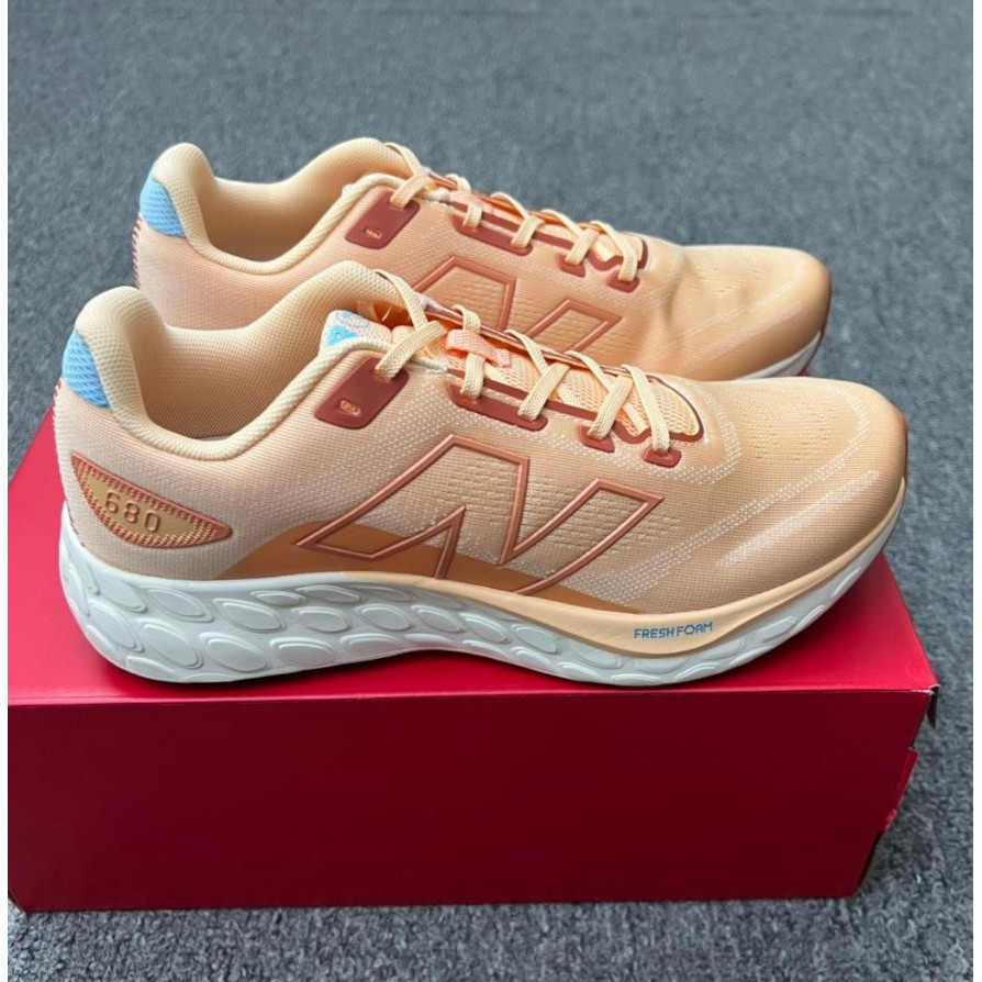 NEW BALANCE 680 NB680สีชมพูอ่อนใส่สบายรองเท้าวิ่งลำลองส้นเตี้ยอเนก ...