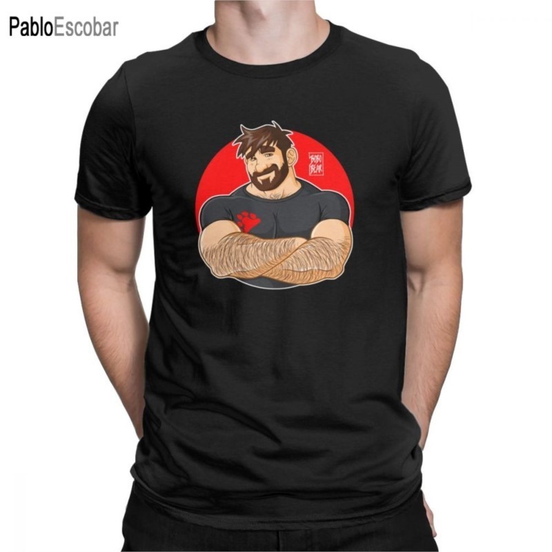 Gay Bear Adam Likes Crossing Arms T-Shirt for Men Cotton T Shirt ...