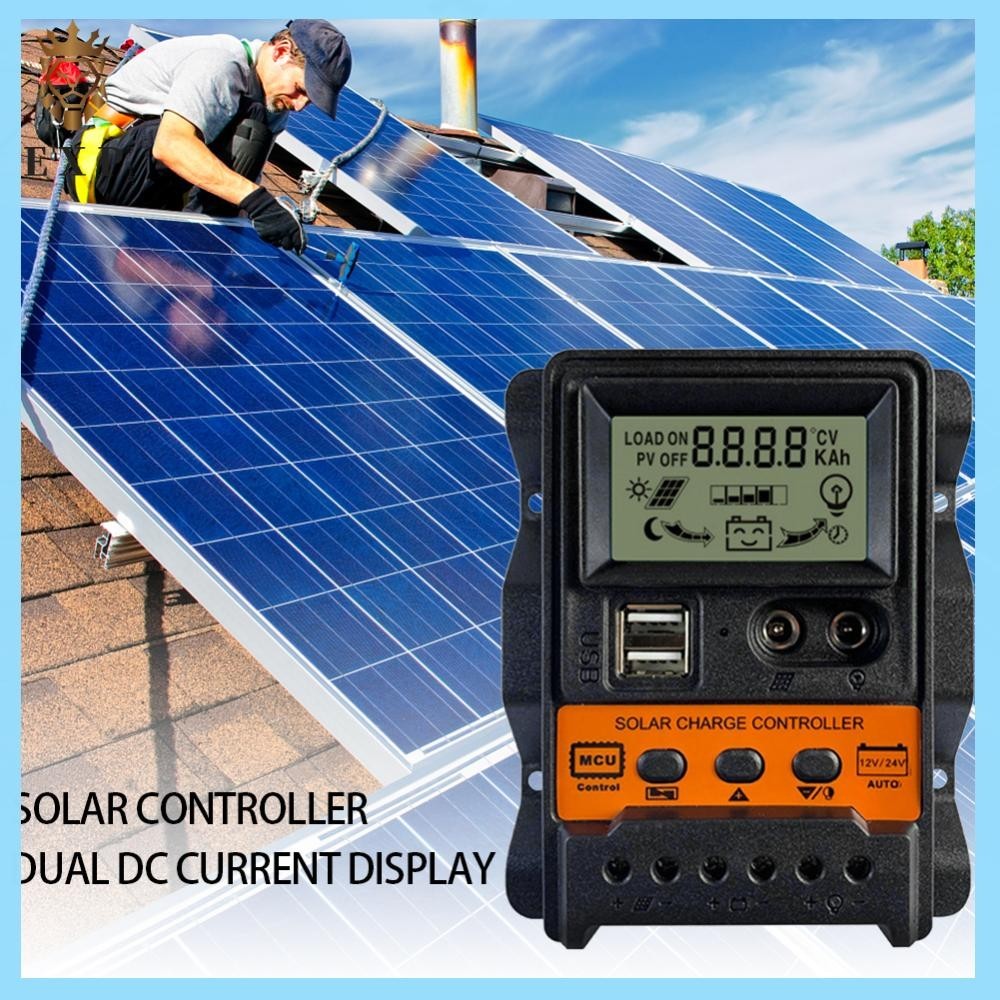 [ระเบิด1.th ] Dual USB LCD Solar Charge Controller 12V 24V Solar Panel ...