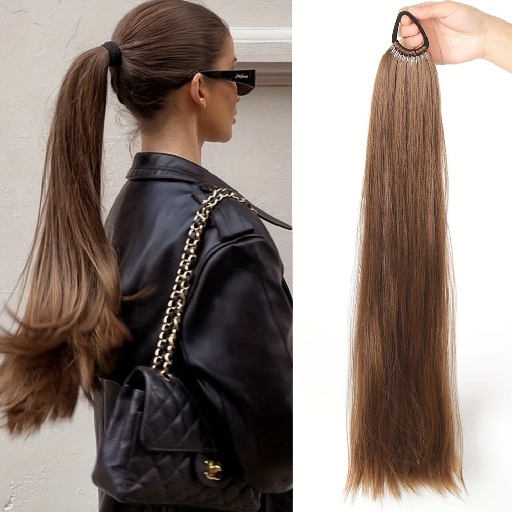 ยาวตรงหางม ้ า Extensions ผมยืดหยุ ่ น Ties ผมหางม ้ าสังเคราะห ์ ...