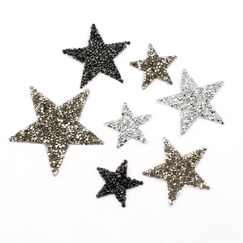 4/6/8 ซม. Hotfix Multicolor Star Rhinestone ผสมปักเหล็กบน Patch สําหรับ ...