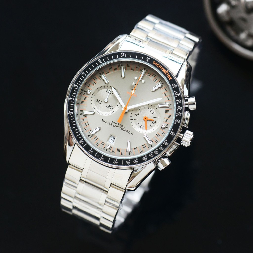 Om Racing Style นาฬิกาผู้ชาย Quartz Chronograph สายเหล็กแข็งซ่อนมือสอง ...