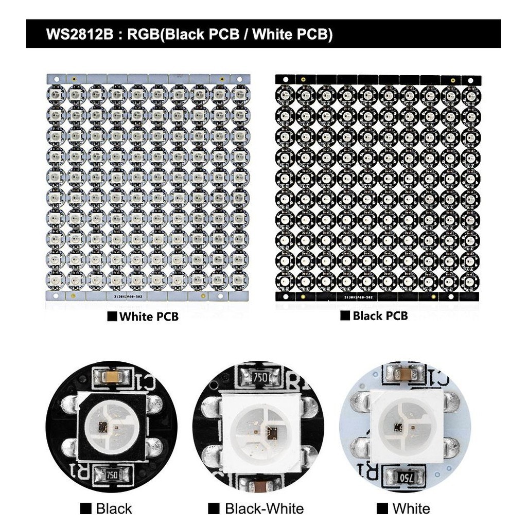 ชิป LED 5V WS2812B พร้อมบอร์ดฮีทซิงค์ WS2811 IC 5050 SMD RGB LED 10x3 ...