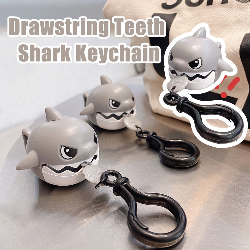 Pull Line Shark Keychain Bag Pendant Creative Clockwork Toy The Amazing ...