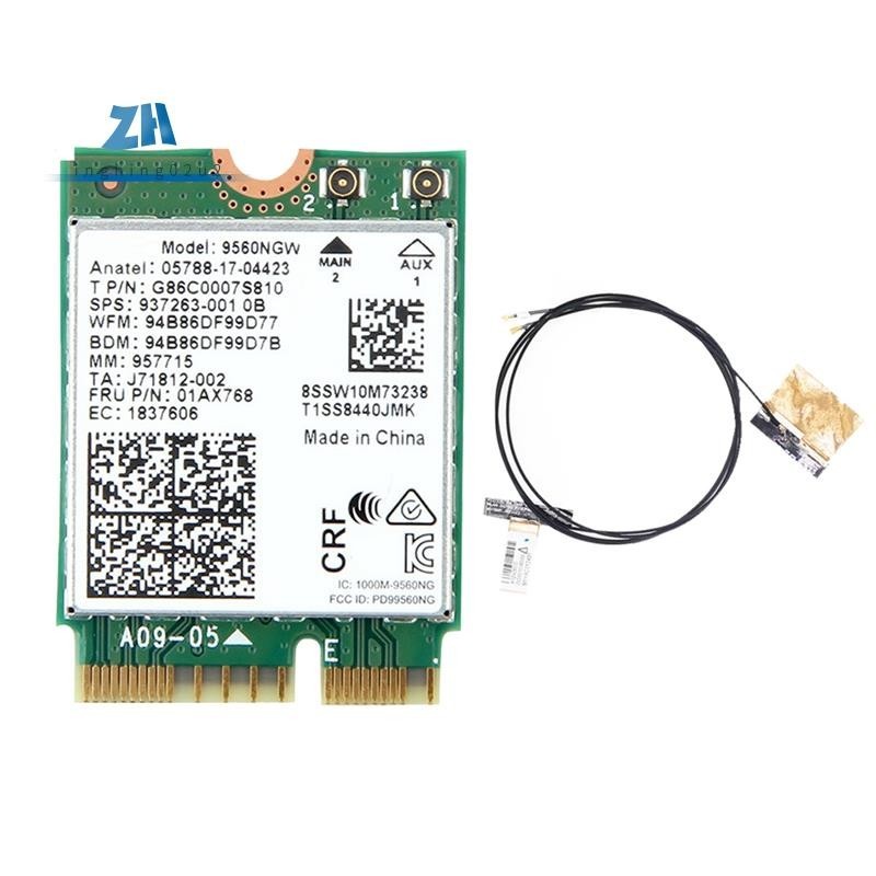 9560ngw การ์ด WiFi + เสาอากาศ 1730Mbps ไร้สาย AC 9560 Dual Band 2.4G+5G ...