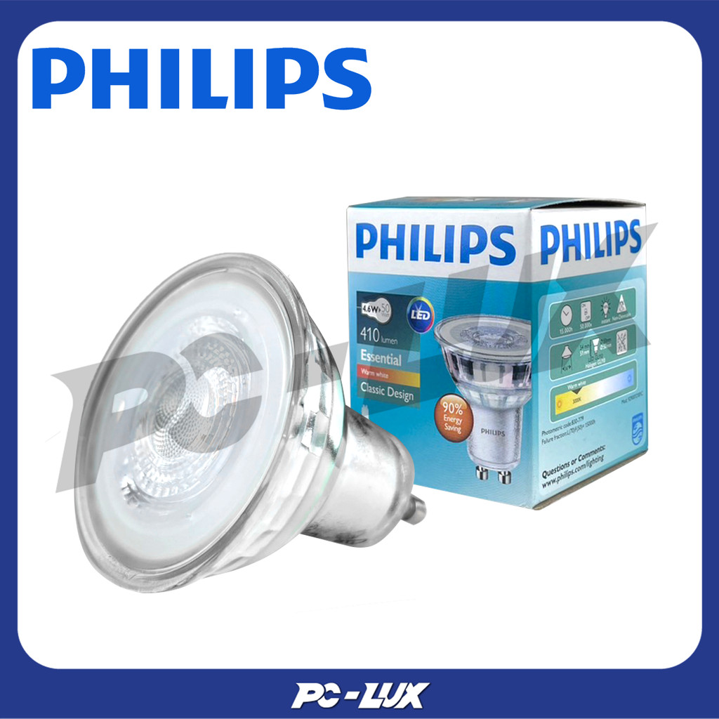 PHILIPS หลอดไฟทรงฮาโลเจน Essential LED Spot GU10 Classic Design สี WARM ...