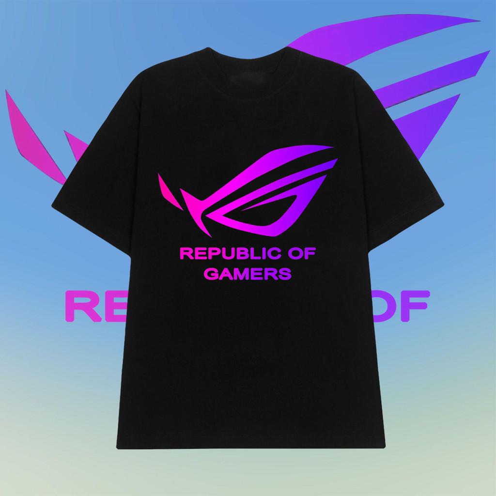 ASUS ROG LOGO new ผ้าฝ้ายแท้ Unisex ทรงหลวม ผู้ชาย แขนสั้น คอกลม สีดำ ...