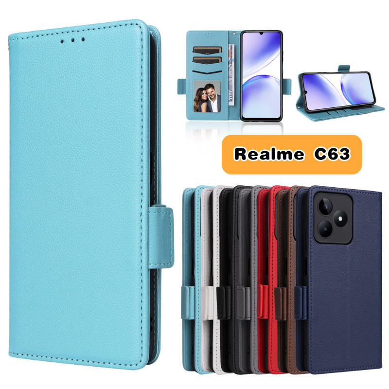 หรูหราหนังสําหรับrealme C63 4G 2024 RealmeC63 C53 C51 Real Me C61 ปลอก ...