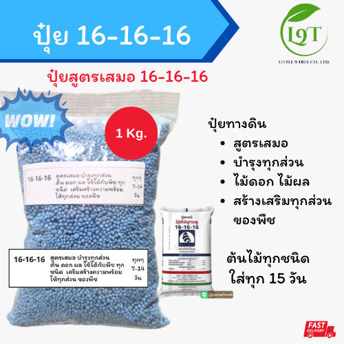 ปุ๋ยสูตรเสมอ 16-16-16 ถุงแบ่ง 1 kg. ตราเรือใบ บำรุงทุกส่วนของต้นไม้ ...