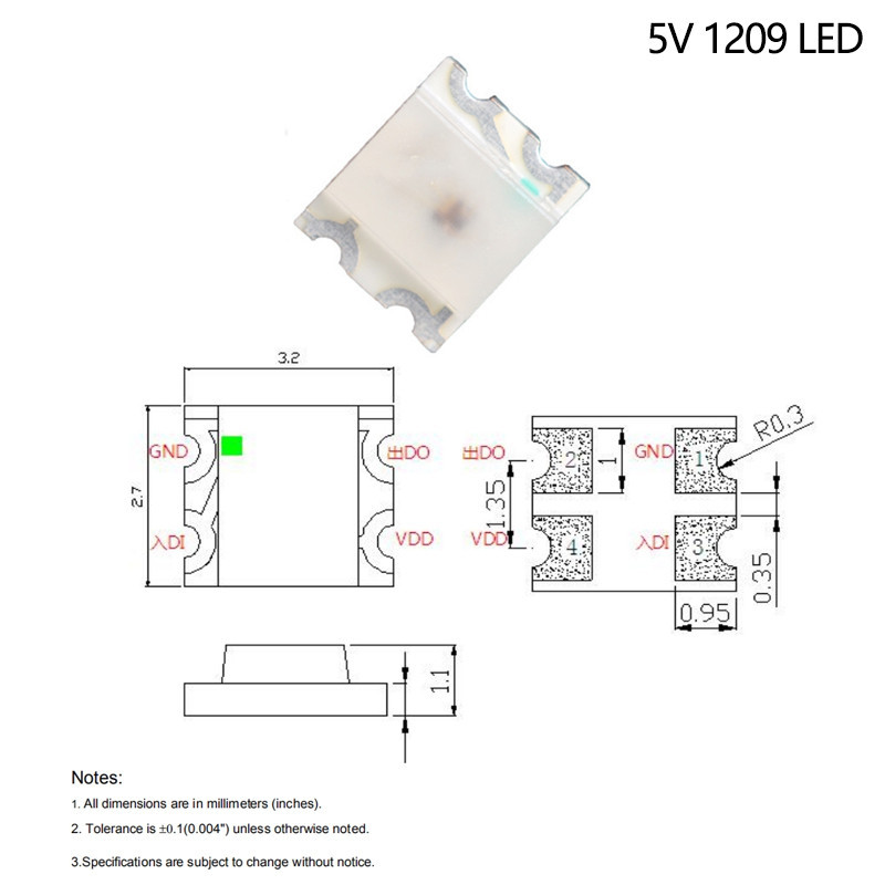 Ws2812b 5v Ws2812 5050 3528 4020 1204 1209 0807 2020 3535 Mini Smd Led ...