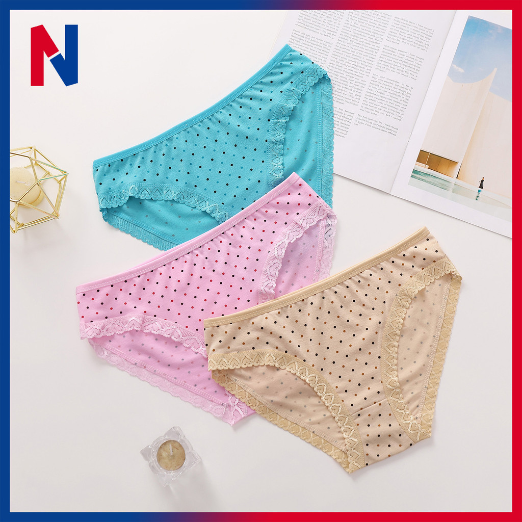 (M-XL) Alicias Secret Seluar Dalam Wanita Corak Titik & Renda กางเกง ...