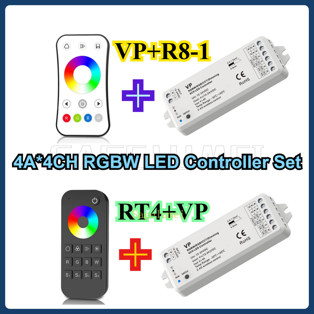 4a * 4CH RGBW LED Strip Controller Kit RT4 R8-1 2.4G RF Remote + VP ...