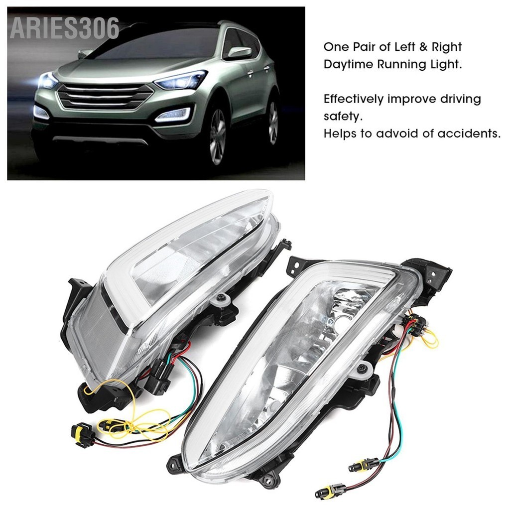 Feux De Jour LED DRL Hyundai Santa Fe IX45 2013-2015 – Lampe Diurne Blanc 12V, 1 Paire, Style Moderne Étanché
