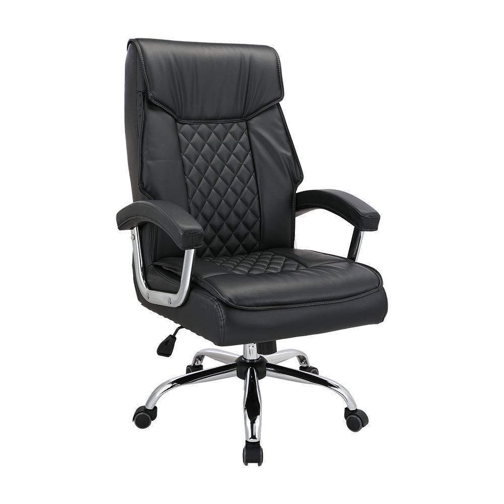 INDEX LIVING MALL เก้าอี้สำนักงาน เก้าอี้ผู้บริหาร รุ่น เอมเมอร์สัน - สีดำ เก้าอี้สีดำ ฐานเหล็กชุบโครเมียม รับน้ำหนักได้ 120 กิโลกรัม 