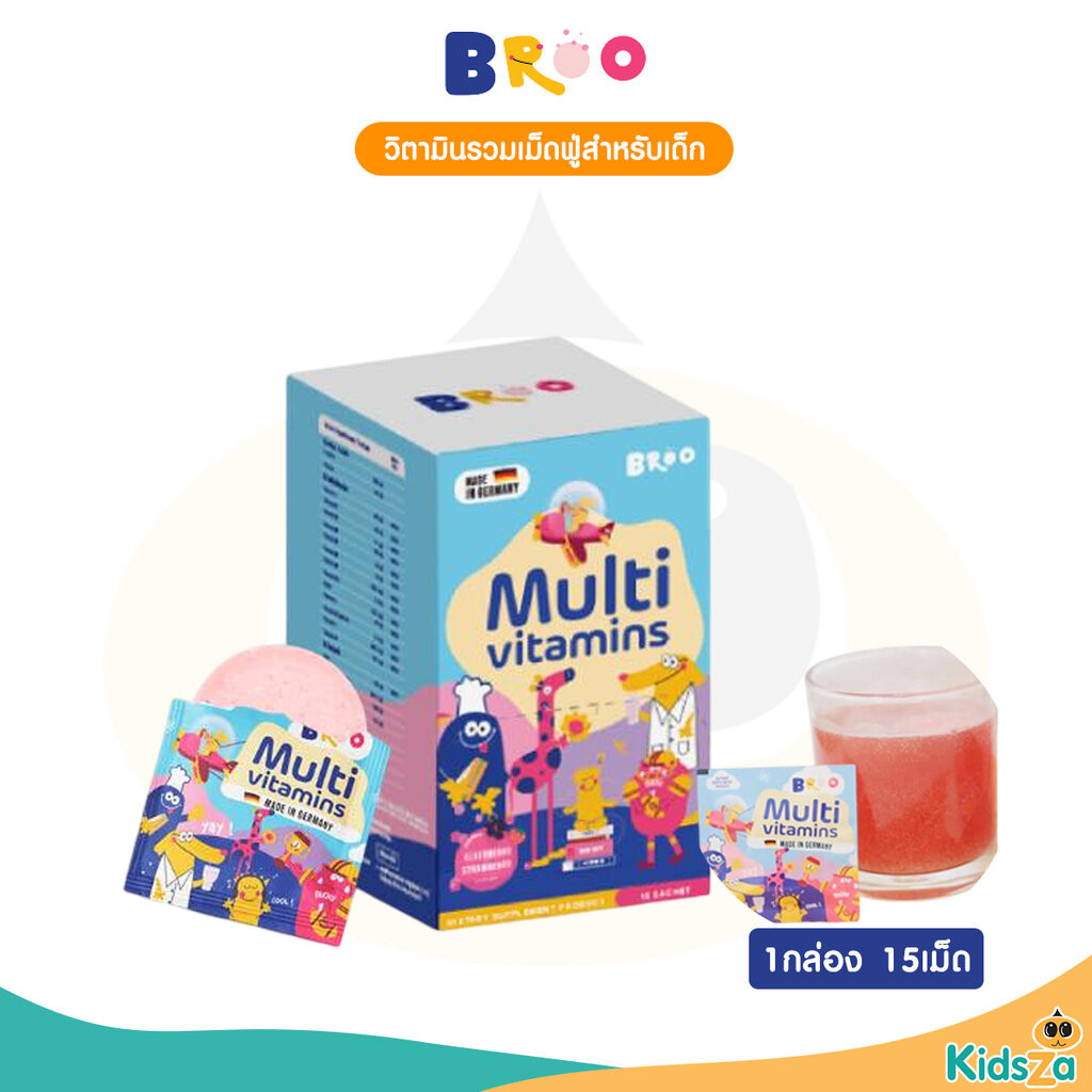BROO multivitamins วิตามินรวม เม็ดฟู่ สำหรับเด็ก 15 sachets | Shopee ...