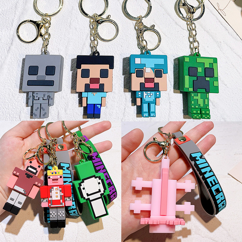 2025 เกม Minecraft พวงกุญแจ Steve Notch Skeleton Creeper Axolotl พวง ...