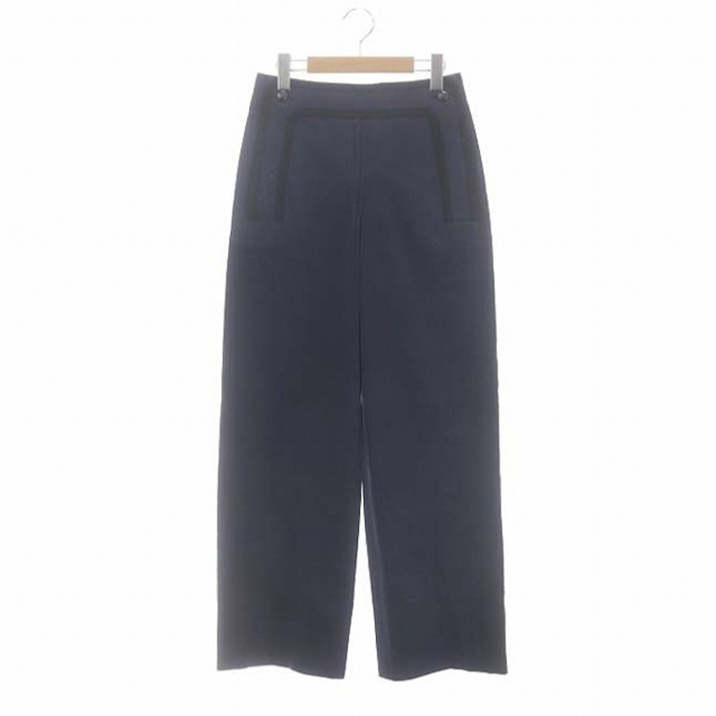CHANEL 02A Cotton velor COCO Button Straight Pants Bottoms P19783 purple 38