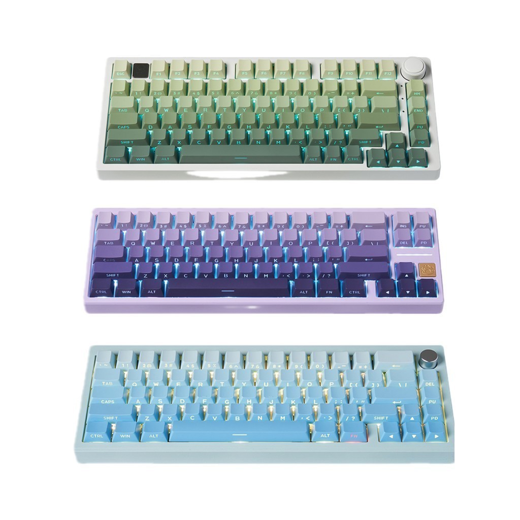 Pbt Doubleshot Keycap Gradient สีม่วง/สีเขียว/สีฟ้า Backlit พิมพ์ ...