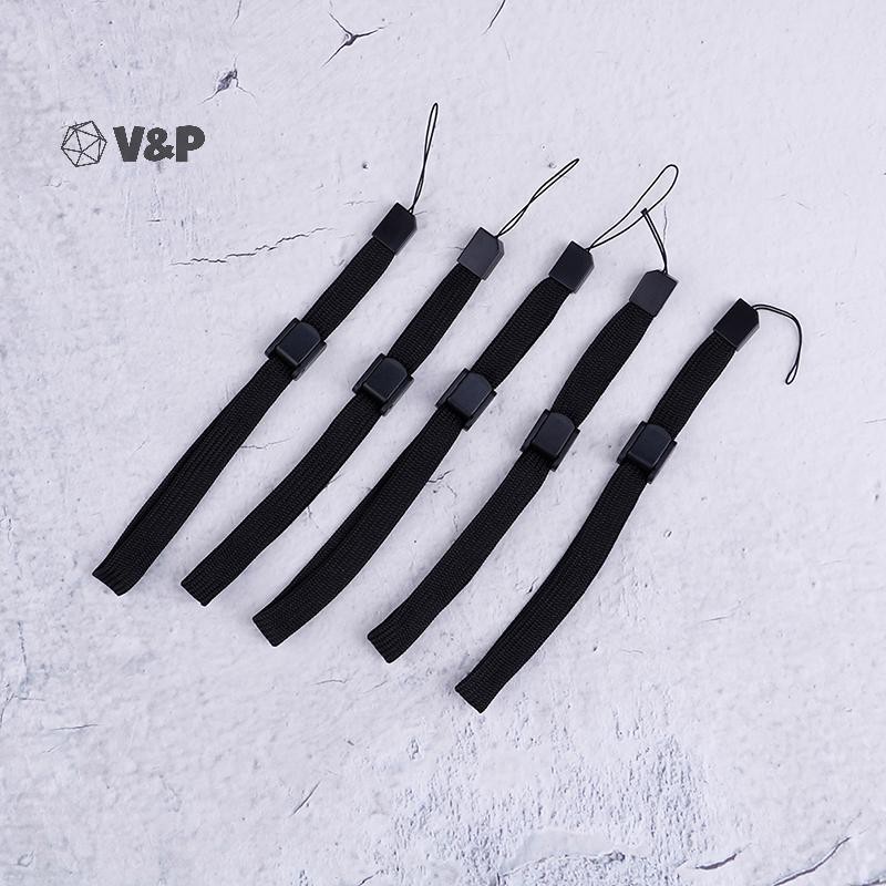 V&p 5x สายรัดข้อมือสีดําเชือกเส้นเล็ก hand grip string สําหรับ nintendo ...