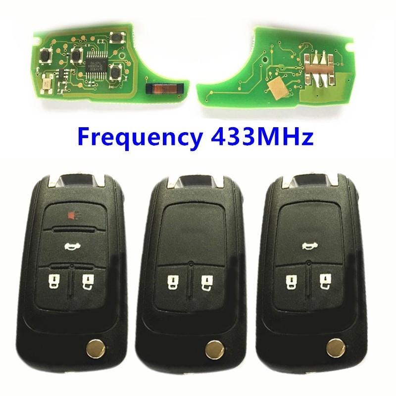 For Chevrolet Car Key Replacement with 3 Buttons Frequency 433MHz HU100 ...