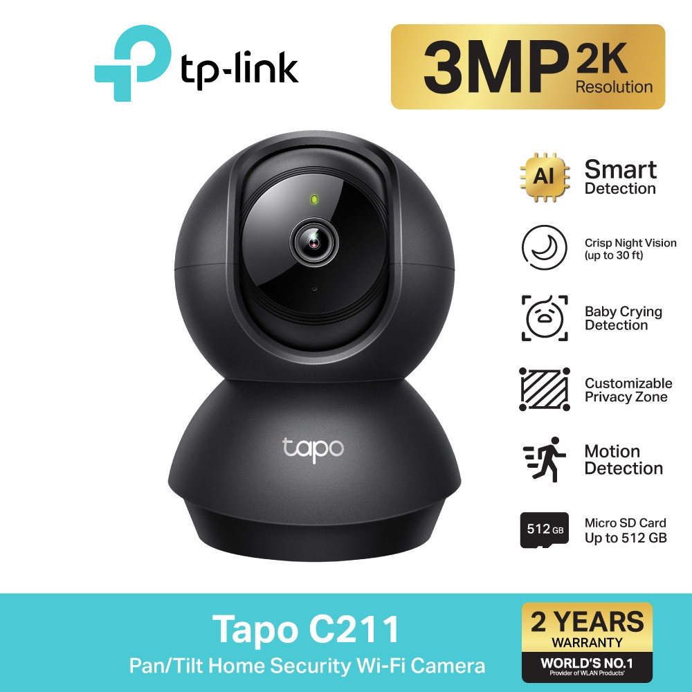 TP-Link Tapo C211 กล้องวงจรปิดไวไฟ Black Edition ความละเอียด 2K 3MP Wi ...
