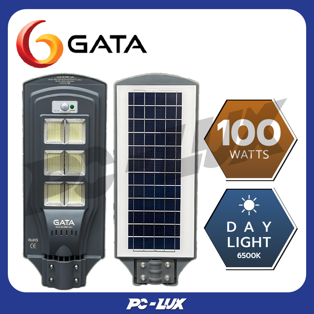 GATA โคมไฟถนนโซล่าเซลล์ Solar Cell LED Street Light Complete set 100W ...