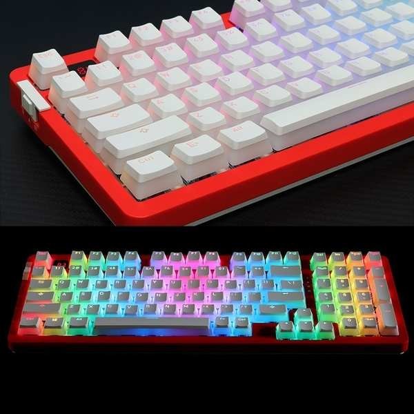 keycap คีย์แคป Double Skin Milk / Pudding Keycaps ชุดเต็มขนาดเล็ก PBT ...