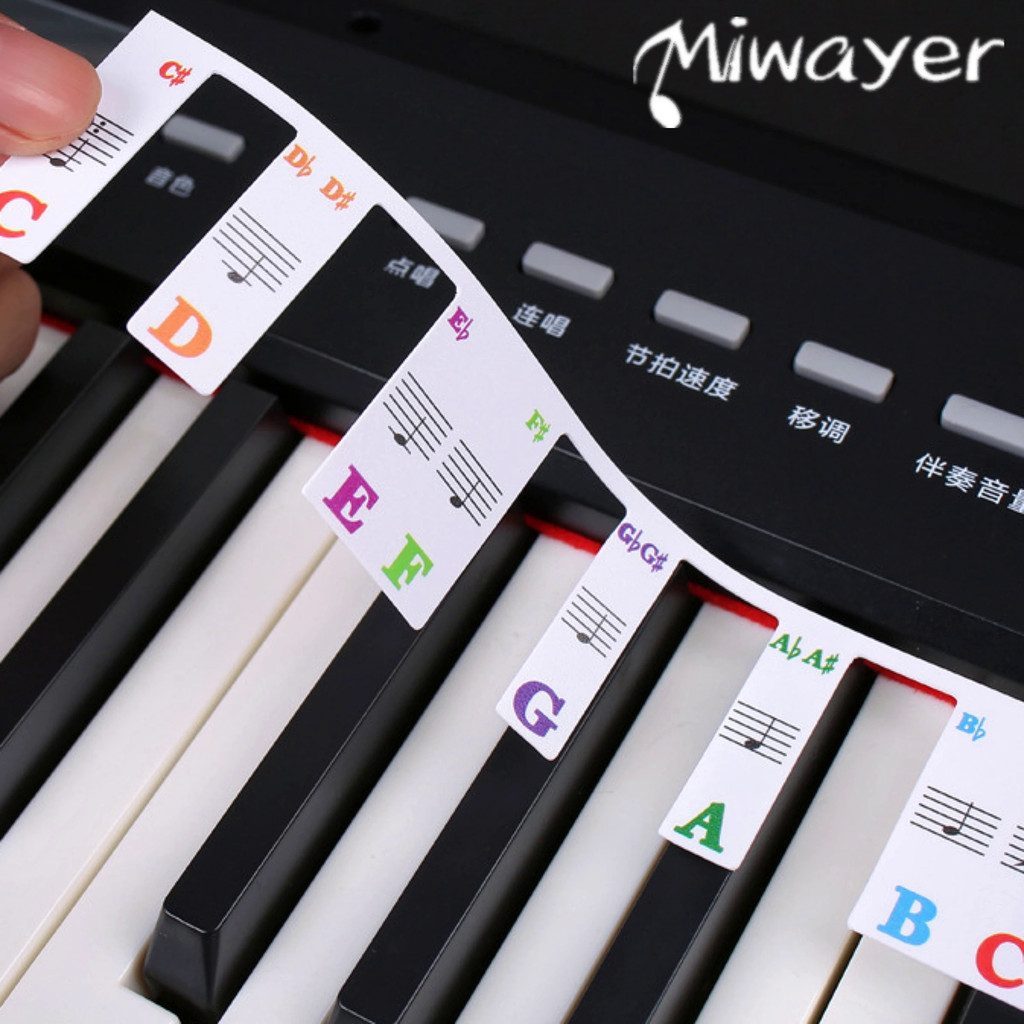 Miwayer Piano Keyboard Notes Guide Labels, One-Piece Removable Silicone ...