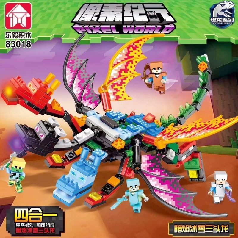 Minecraft Building Blocks Shadow Dragon Ice Snow Three-Headed Dragon ...