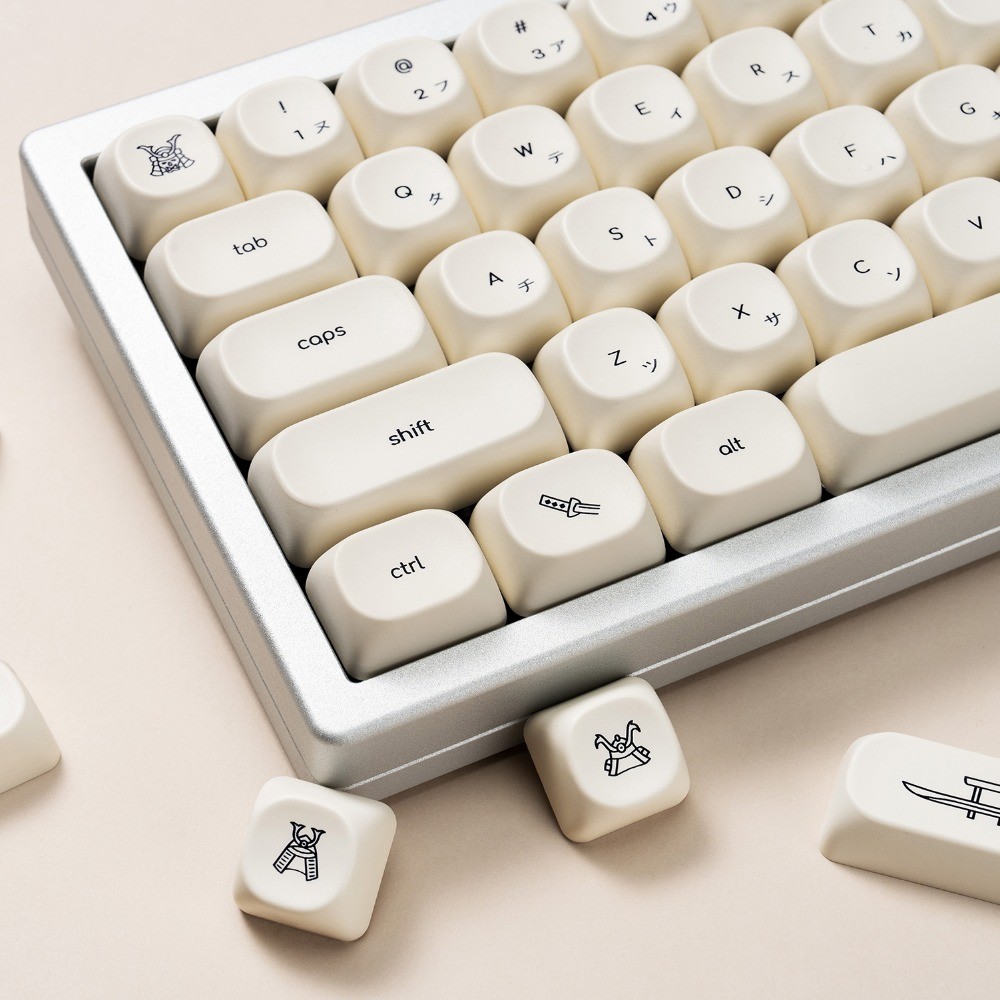 Minimalist Samurai Keycap MOA โปรไฟล์ 124 คีย์ PBT Dye Sublimation รอบ ...