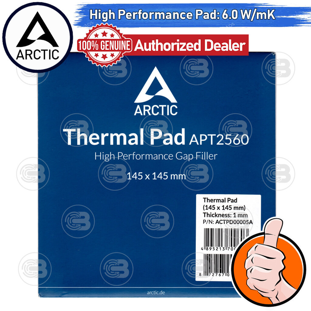 Thermal Pad Arctic Cooling APT2560 - Alta Conducibilità 6 W/mK, 145x145x1 Mm, Per CPU Intel E AMD