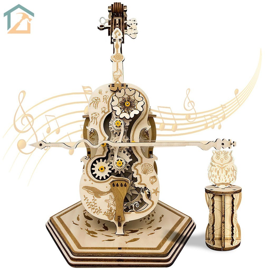 3d Cello ปริศนาไม้ Cello ชุดฐาน DIY Music Box Building Kit Creative 3D ...