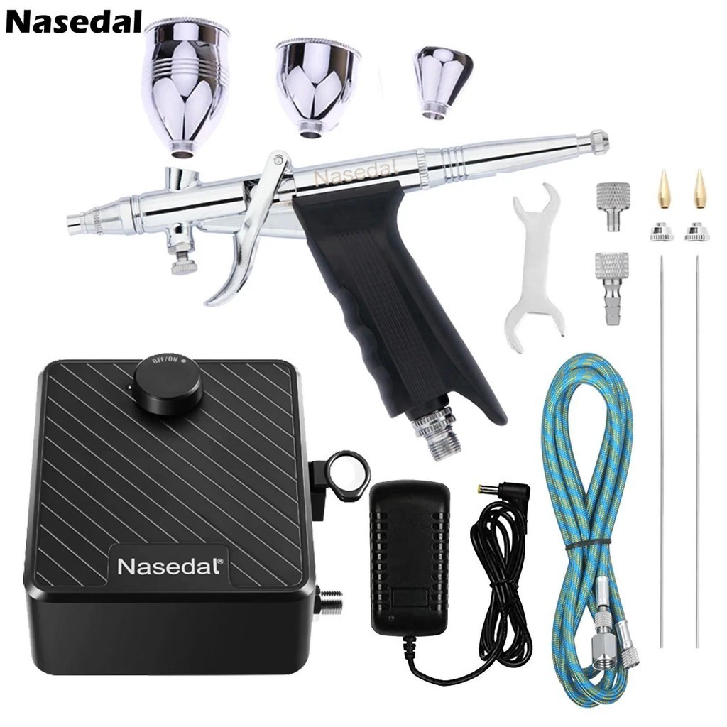 Nasedal Airbrush Auto stop 40psi Air Compressor kit 0.3 มม.0.5 มม.0.8