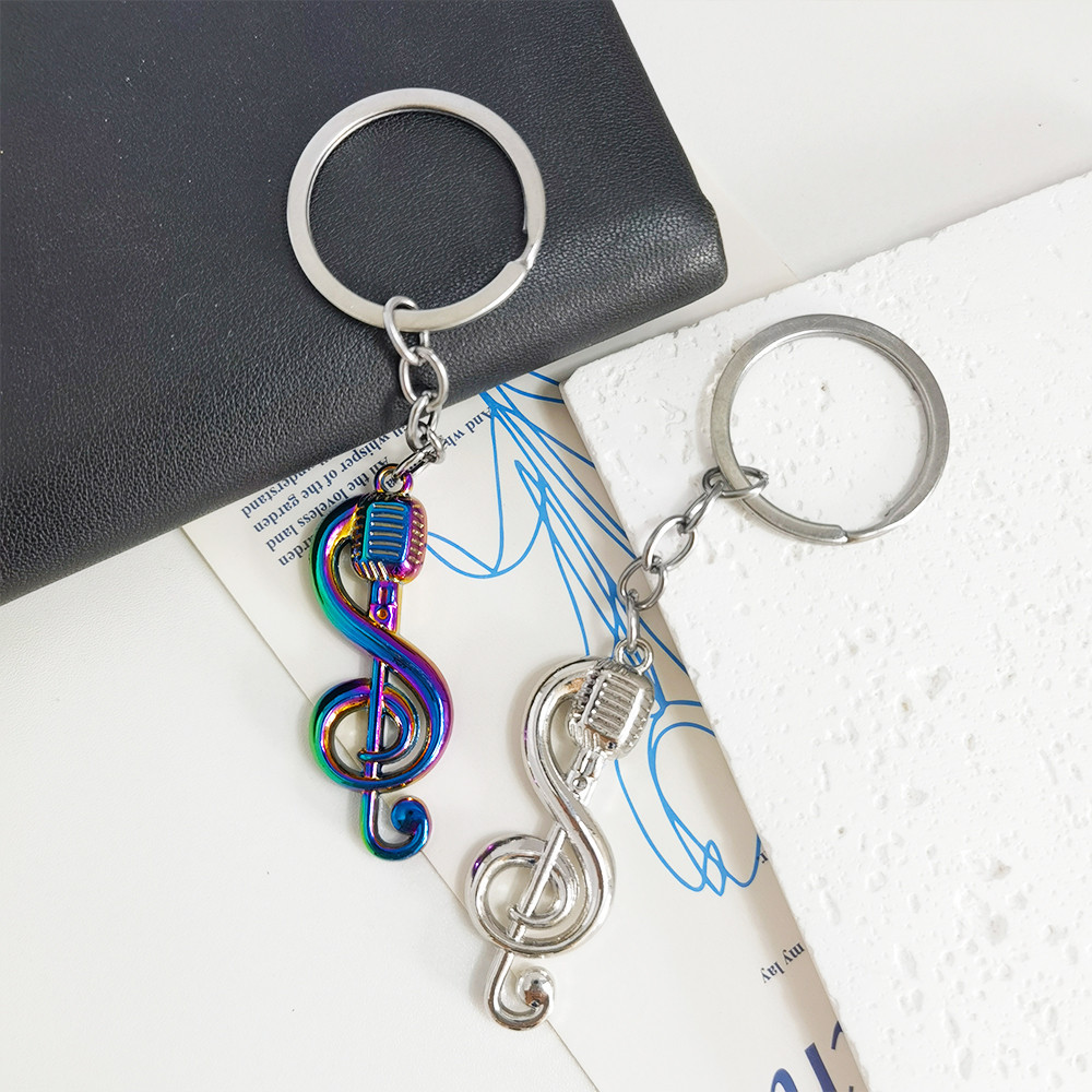 Creative Metal Music Note Key Ring Mini Colorflu ไมโครโฟนรูปร่าง Key ...