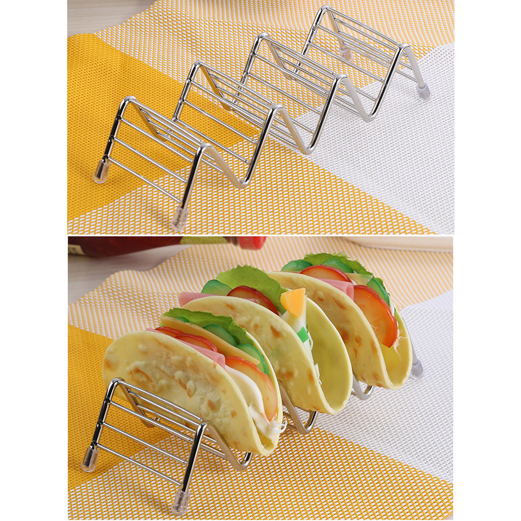 สแตนเลส Tacos ผู้ถือนํามาใช้ใหม่ Stackable Tacos ขาตั้งสําหรับ Hard ...