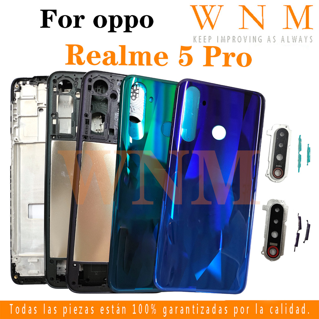สําหรับ OPPO Realme 5 Pro RMX1971 RMX1973 LCD กรอบด้านหน้า Bezel ฝาหลัง ...
