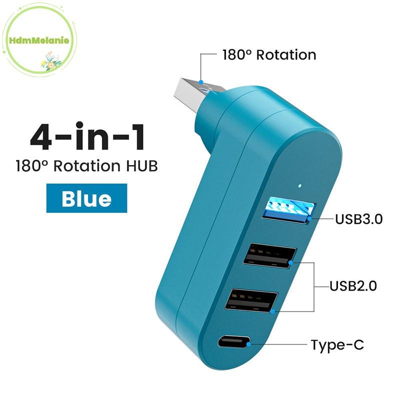Hdmm Rotatable USB HUB USB3.0 2.0 ประเภท C HUB USB Splitter 4 พอร์ตหลาย ...