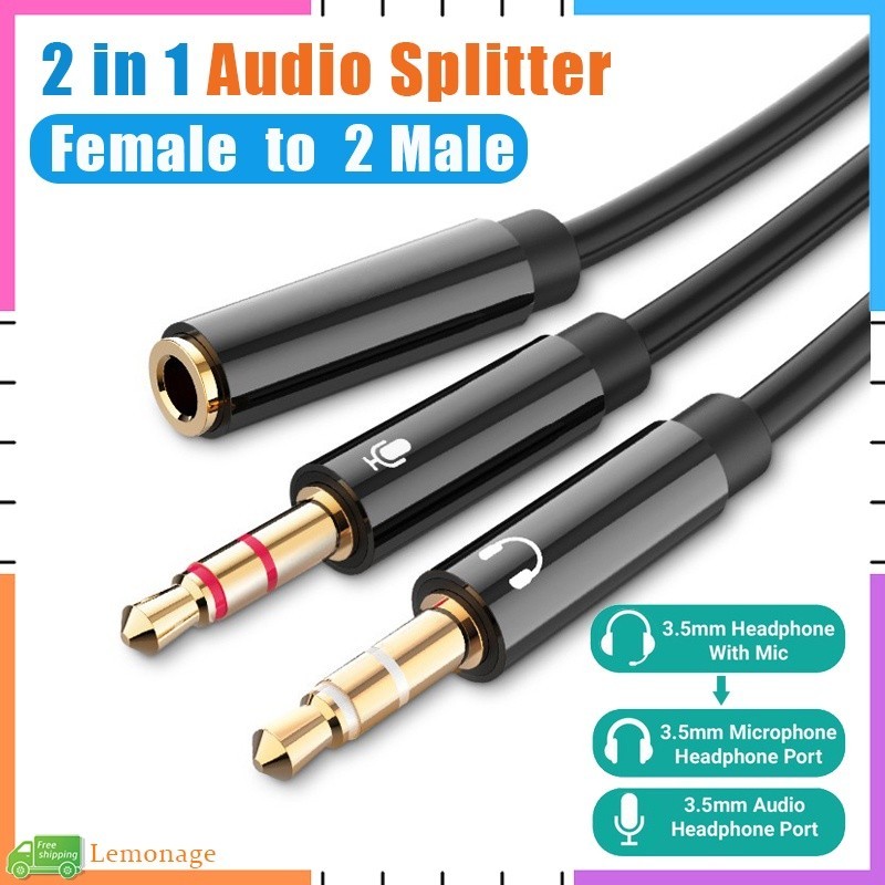 สต ๊ อกพร ้ อม 】 2 in 1 Audio Splitter 3.5 มม.หญิงถึง 2 ชายอะแดปเตอร ์ ...