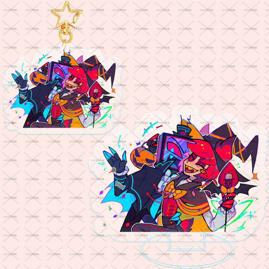 เวลาจํากัด Hazbin Hotel Hell Inn Fan Laser Stand Star พวงกุญแจ voxal ...