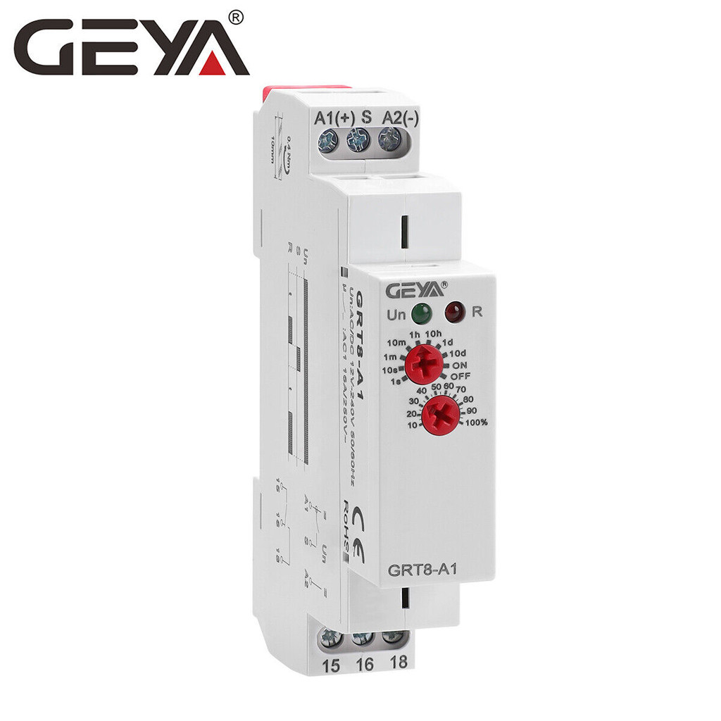 Geya GRT8-A Delay On Timer รีเลย์สวิทช์ 16A AC/DC 12-240V หรือ AC230V ...