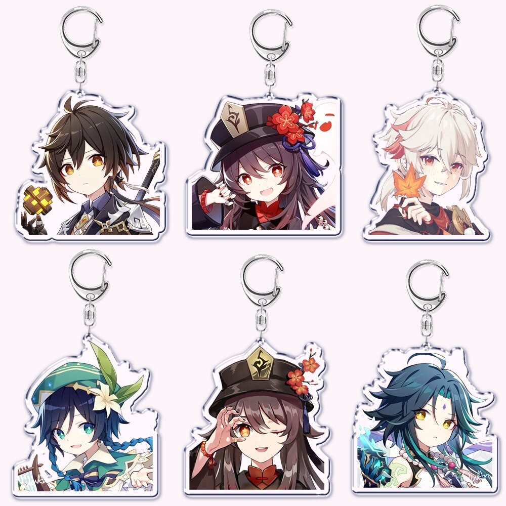 การ ์ ตูนเกม Key Chain Genshin Impact Raiden Shogun Hutao Kaedehara ...