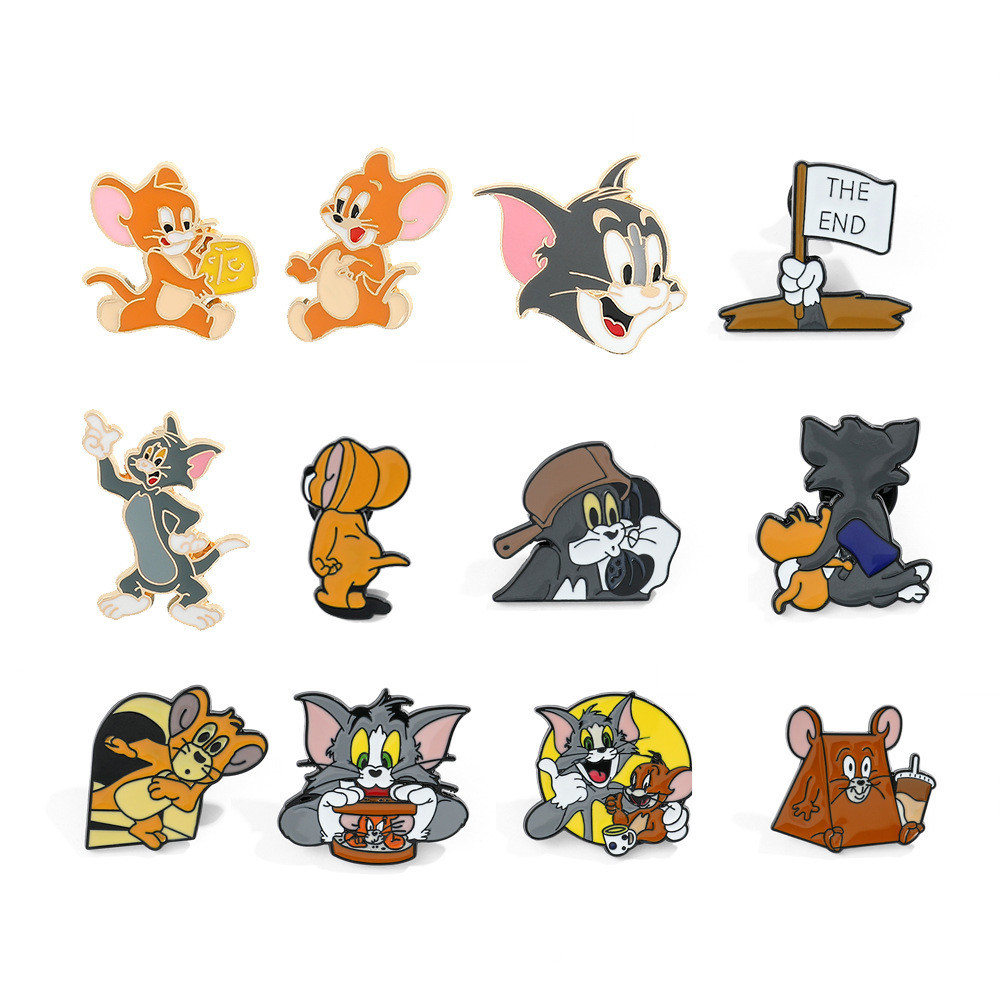 การ์ตูนน่ารัก Tom and Jerry เข็มกลัด Jerry Tom cat สี universal anti ...