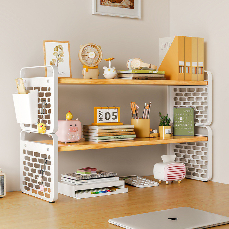 Desktop Hole Board Shelf Desktop Bookshelf Desk Storage Figure Display ...