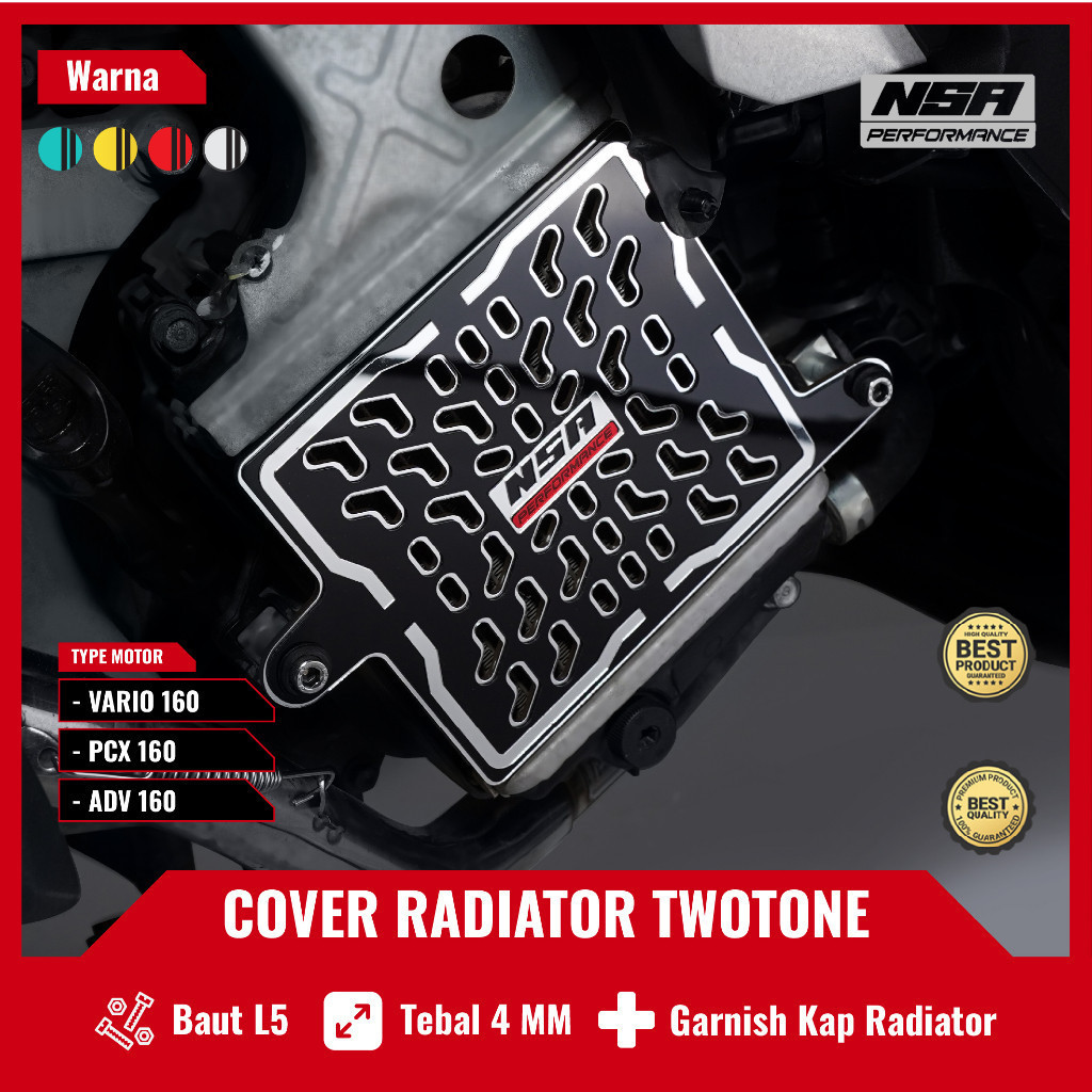 NSA RADIATOR COVER HONDA 160 TwoTone สีดํา Series หม้อน้ําฝาครอบ VARIO ...