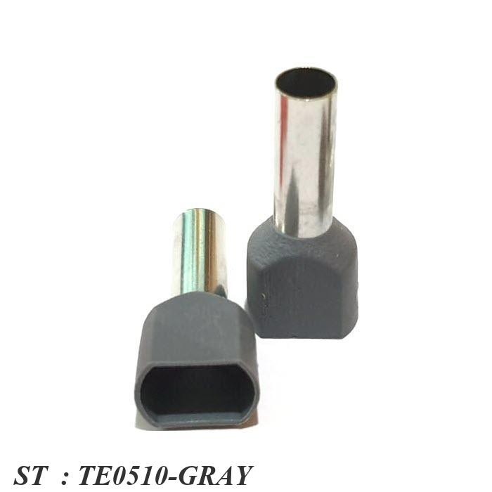 หางปลากลม คอร์ดเอ็น เส้นคู่ มีฉนวน ย้ำสายไฟ 0.5 Sq.mm (สีเทา 100 ชิ้น ...