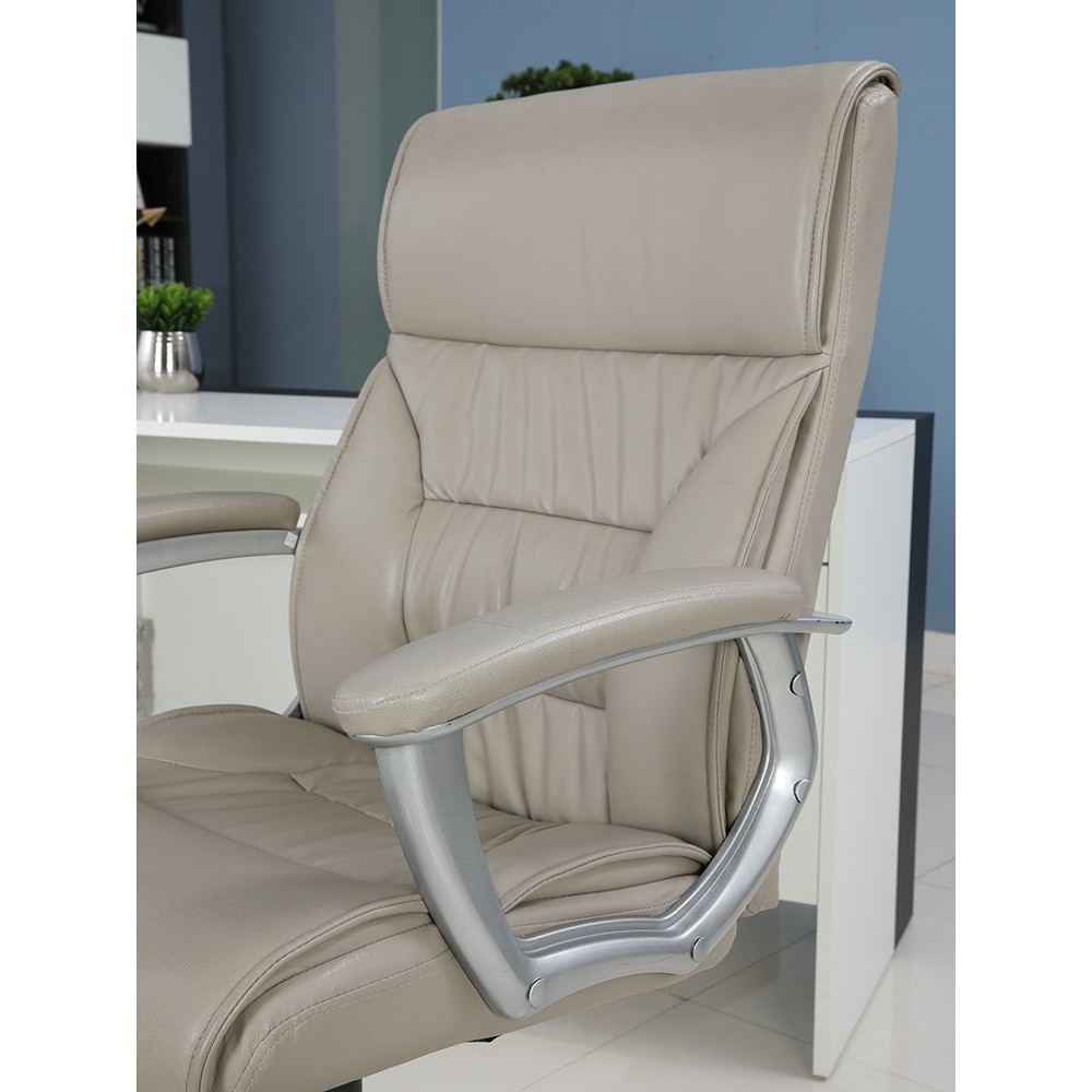 INDEX LIVING MALL เก้าอี้สำนักงานพนักพิงกลาง รุ่นโทโร่ - สีเทา เก้าอี้สีเทา เก้าอี้ผู้บริหาร เก้าอี้เบาะหนัง รับน้ำหนักได้ 135 กิโลกรัม