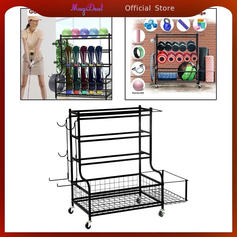 Magideal Mat Storage Rack มีล้อโลหะมัลติฟังก์ชั่น Home Gym Storage Rack ...