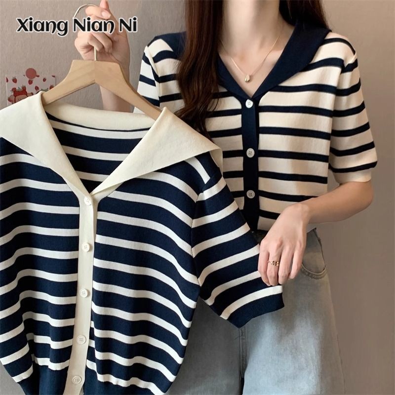 สลิมมิ่งลายเสื้อกันหนาวผ้าไหมน้ําแข็งเสื้อยืดแขนสั้นหลวมด้านบน | Shopee ...