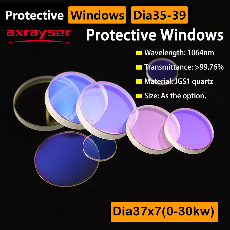 37x7 เลเซอร์เลนส์ป้องกันควอตซ์ Fused Silica D36-39 มม.1064nm สําหรับ ...